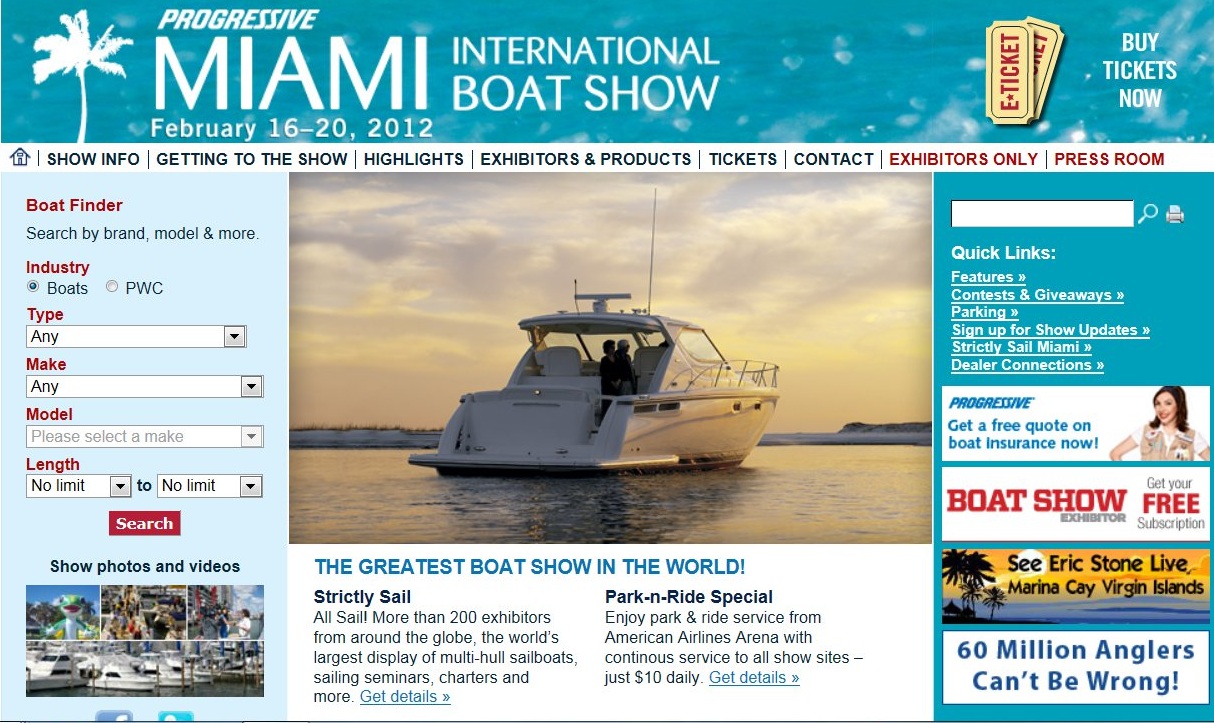 Visit Miami Boat Show February 16-20 2012..