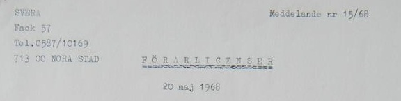 Förarlicenser 1968 Komplett lista från SVERA.